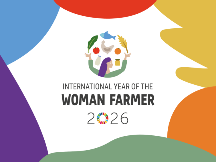 Colorful graphic with International Year of the Woman Farmer 2026 text