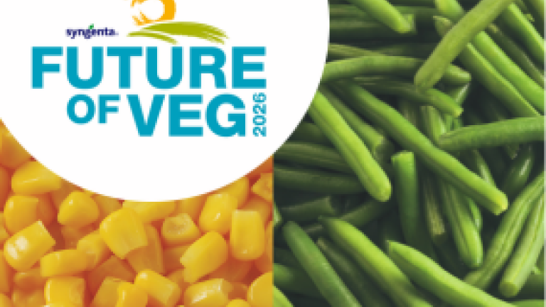 Future of Veg logo beside corn kernels and green beans