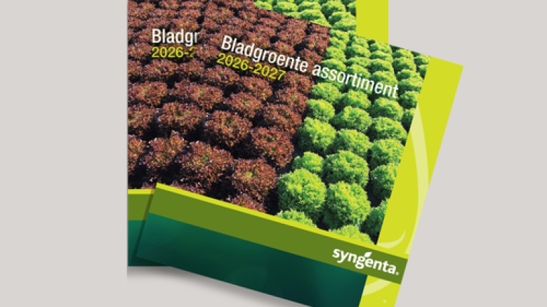 Groene brochure met foto van bladgewassen