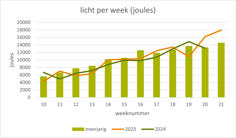 Lichtopbrengst week 10 tot en met 21 2024