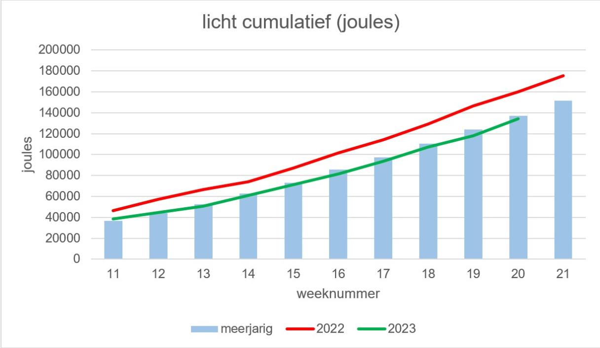 Paprika Teeltinfo#3 2023 Licht cumulatief